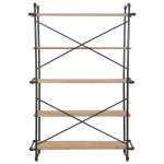 Vidaxl bibliothque bois de sapin massif et acier 120 x 42 x 180 cm
