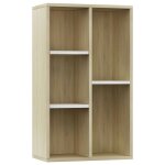 Vidaxl bibliothque / buffet blanc et chne sonoma 50x25x80 cm agglomr