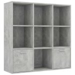 Vidaxl bibliothque gris bton 98x30x98 cm agglomr