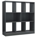 Vidaxl bibliothque gris brillant 97, 5 x 29, 5 x 100 cm agglomr