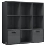 Vidaxl bibliothque gris brillant 98x30x98 cm agglomr