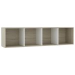 Vidaxl bibliothque / meuble tv blanc et chne sonoma 143 x 30 x 36 cm