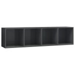 Vidaxl bibliothque / meuble tv gris brillant 143 x 30 x 36 cm