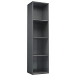 Vidaxl bibliothque / meuble tv gris brillant 36x30x143 cm agglomr