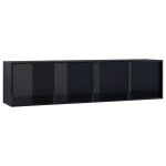 Vidaxl bibliothque / meuble tv noir brillant 143 x 30 x 36 cm