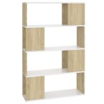 Vidaxl biblioth�que / s�parateur de pi�ce blanc et ch�ne 80x24x124, 5 cm