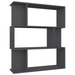 Vidaxl bibliothque / sparateur de pice gris 80x24x96 cm agglomr