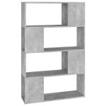 Vidaxl biblioth�que / s�parateur de pi�ce gris b�ton 80x24x124, 5 cm