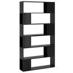 Vidaxl bibliothque / sparateur de pice noir brillant 100x24x188 cm