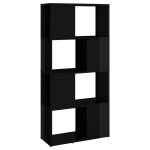 Vidaxl bibliothque / sparateur de pice noir brillant 60x24x124, 5 cm