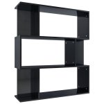 Vidaxl bibliothque / sparateur de pice noir brillant 80x24x96 cm