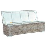 Vidaxl bote de rangement 120 cm blanc rotin naturel kubu et manguier