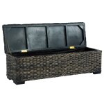 Vidaxl bote de rangement 120 cm noir rotin naturel kubu et manguier