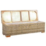 Vidaxl bote de rangement 120 cm rotin naturel kubu et manguier solide