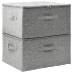 Vidaxl bo�tes de rangement 2 pcs tissu 43x34x23 cm gris