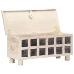 Vidaxl bote de rangement blanc 110x40x45 cm bois d'acacia massif