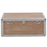 Vidaxl bote de rangement bois de sapin massif 91x52x40 cm marron