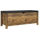 Vidaxl bo�te de rangement et coussin ch�ne fum� 105x40x45 cm agglom�r�
