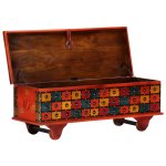 Vidaxl bote de rangement rouge 110x40x40 cm bois d'acacia massif