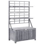 Vidaxl bo�te de rangement avec treillis gris 99x55x160cm bois d'acacia
