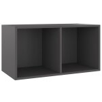 Vidaxl bo�te de rangement de vinyles gris 71x34x36 cm agglom�r�