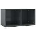 Vidaxl bo�te de rangement de vinyles gris brillant 71x34x36 cm