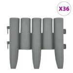 Vidaxl bordures de pelouse 36 pcs gris 10 m pp