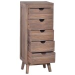 Vidaxl buffet avec 5 tiroirs 40x30x100 cm bois de teck massif