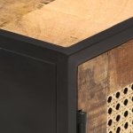 Vidaxl buffet 60x35x75 cm bois de manguier brut et canne naturelle