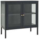 Vidaxl buffet anthracite 70x35x70 cm acier et verre