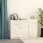 Vidaxl buffet blanc 110x30x75 cm agglomr