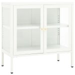 Vidaxl buffet blanc 70x35x70 cm acier et verre