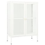 Vidaxl buffet blanc 75x35x105 cm acier et verre