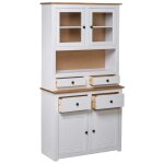 Vidaxl buffet blanc 93x40, 5x180 cm pin massif assortiment panama