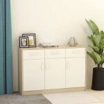 Vidaxl buffet blanc et chne sonoma 110x30x75 cm agglomr