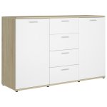 Vidaxl buffet blanc et chne sonoma 120x35, 5x75 cm agglomr