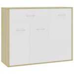 Vidaxl buffet blanc et chne sonoma 88x30x70 cm agglomr