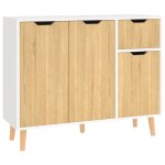 Vidaxl buffet blanc et chne sonoma 90x30x72 cm agglomr