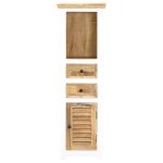 Vidaxl buffet blanc et marron 40x30x128cm bois de manguier solide brut
