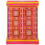 Vidaxl buffet bois massif de manguier peinture rose  la main