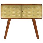 Vidaxl buffet bois de sesham solide imprimé doré 90 x 30 x 77 cm Vidaxl buffet bois de sesham solide imprimé doré 90 x 30 x 77 cm