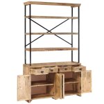 Vidaxl buffet avec �tag�res bois de manguier massif 120 x 35 x 200 cm