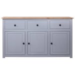 Vidaxl buffet gris 135x40x80 cm pin solide assortiment panama