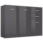 Vidaxl buffet gris brillant 105x30x75 cm agglomr