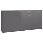 Vidaxl buffet gris brillant 160x36x75 cm agglomr
