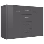 Vidaxl buffet gris brillant 88x30x65 cm agglomr
