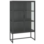 Vidaxl buffet haut anthracite 80x35x135 cm acier et verre tremp
