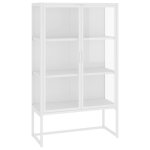 Vidaxl buffet haut blanc 80x35x135 cm acier et verre tremp