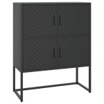 Vidaxl buffet haut noir 80x35x100 cm acier