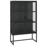 Vidaxl buffet haut noir 80x35x135 cm acier et verre tremp